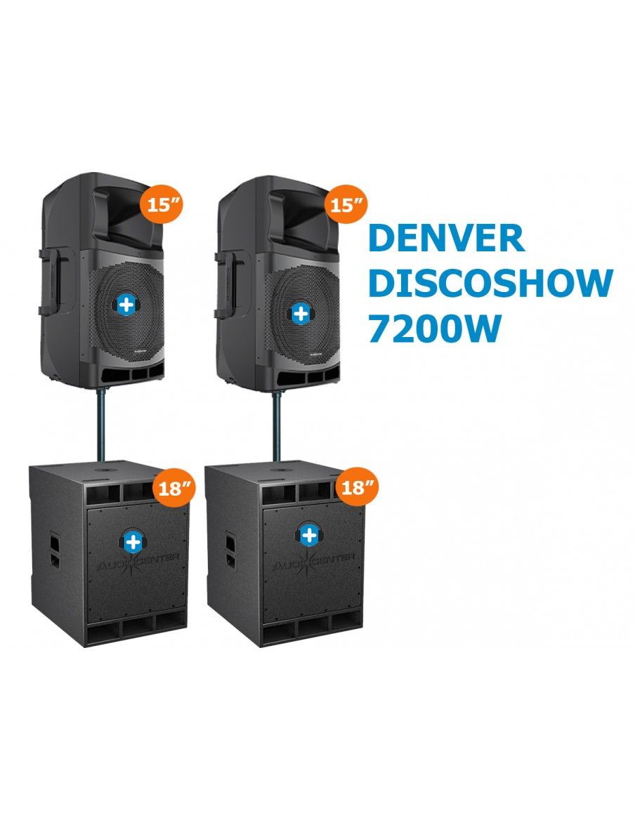 DENVER POWER DISCOSHOW 7200W -EQUIPO DE SONIDO 2X15" + 2 xSUB 18" - 3