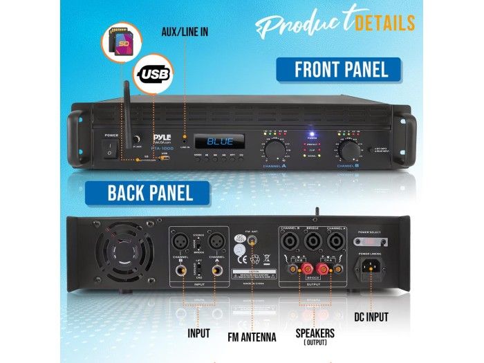 Pyle PTA1000 bt Etapa de potencia 1000w con Bluetooth - 2