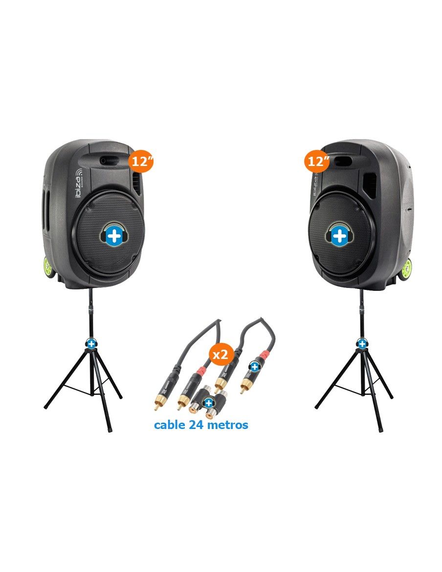 Pack Ibiza Sound Port 12 VHF MkII - 2 altavoces - Pack Event System 12 mkii