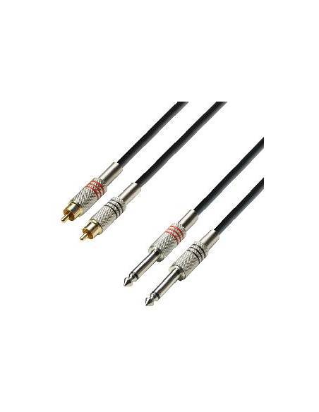 Adam Hall Cable de audio 2 RCA a 2 Jack 6,3 mm - 3 metros - 1