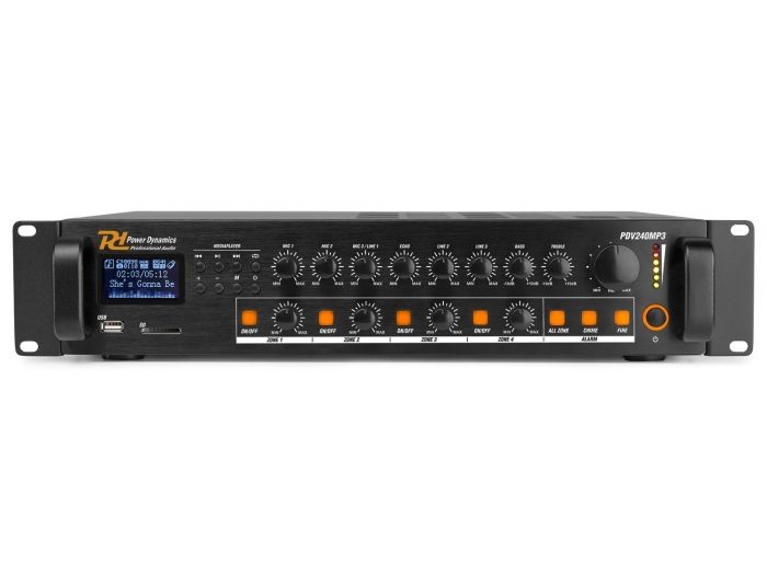 Power Dynamics PDV240MP3 PA Mixer Amplifier 240W/100V 4 zones 952071 - 4