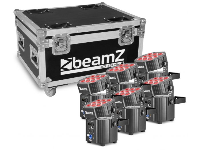 Beamz BBP60 Conjunto Focos, 6pcs en Flightcase con cargador 
