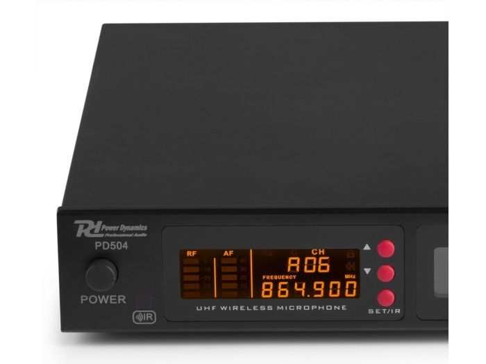 Power Dynamics PD504B Microfono inalambrico de 4x 50 canales UHF con 4 microfonos de cabeza 179006