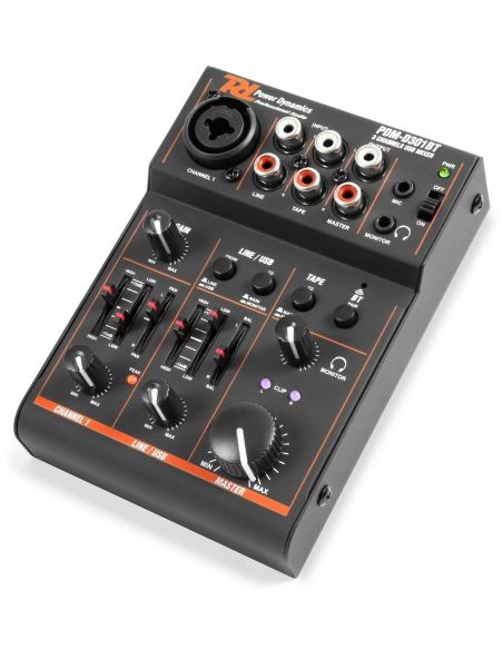 Power Dynamics PDM-D301BT mezclador de 3 canales USB con tarjeta de sonido | Mas Que Sonido