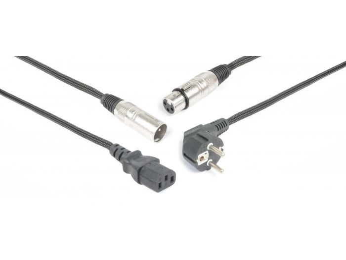 PD-Connex CX02-10 Audio Combi Cable Schuko - XLR F / IEC F - XLR M 10m 176640 - 1