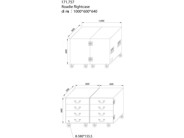 Power Dynamics PD-F4A Maleta de transporte con 8 ruedas