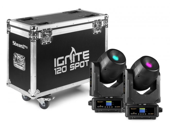 beamZ Pro IGNITE120 Set 2 pcs Cabeza Movil Spot 120W LED en Flightcase 150424 - 1