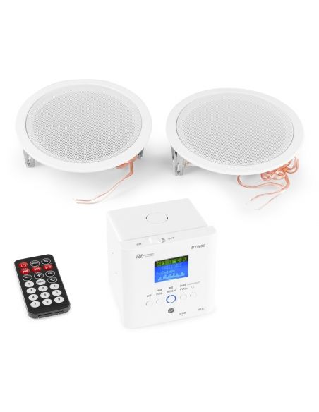 Power Dynamics BTW30SET Wall Mounted Audio System with 2 x15W Ceiling Speakers 952482 - 1