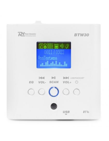 Power Dynamics BTW30SET Wall Mounted Audio System with 2 x15W Ceiling Speakers 952482 - 2