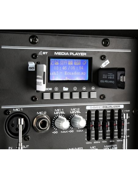 Vonyx SPJ-PA912 Bafle Movil activo ABS 12" 2 micros UHF/USB/MP3 170075 - 5