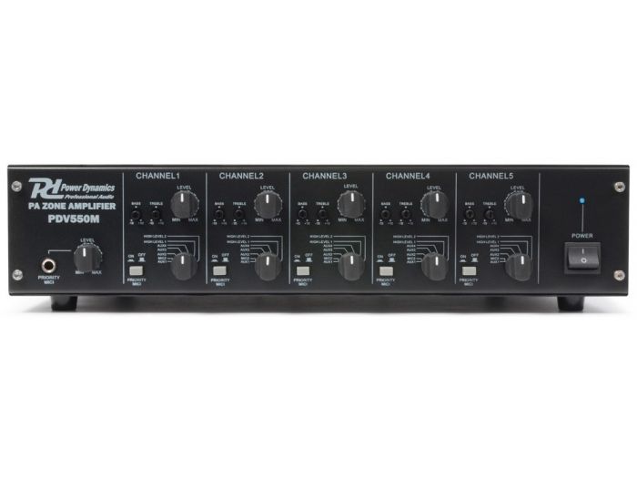Power Dynamics PDV550M Amplificador Matrix linea de 100V 5x50W 5 Zonas | Mas Que Sonido