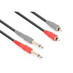 Vonyx CX324-3 Cable 2x jack 6.3mm Mono - 2xRCA Macho 3m 177754 - 1