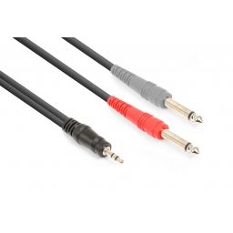 Vonyx CX332-3 Cable 3.5mm Stereo - 2x 6.3mm Mono 3m 177770 - 1