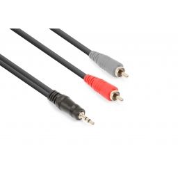Vonyx CX334-3 Cable jack 3.5mm Stereo- 2x RCA Macho 3m 177776 - 1