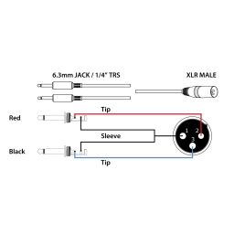 PD-Connex CX56-1 Cable XLR Macho - 2x 6.3 Mono 1.5m 177150 - 1 2