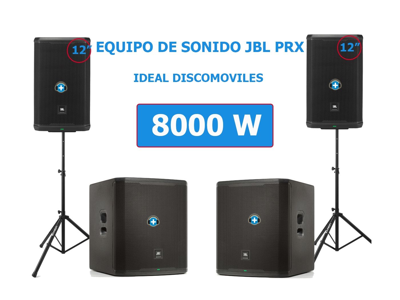 PACK 2 PRX 912 + 2 SUBWOOFER PRX 918+ soportes altaovoces  8000w - 1