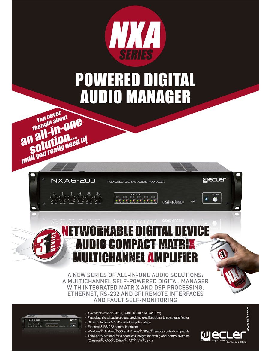 ECLER Gestores Digitales De Audio  4x200 WRMS | DSP | Clase D | Silencioso | TP-NET | EclerNet NXA4-200