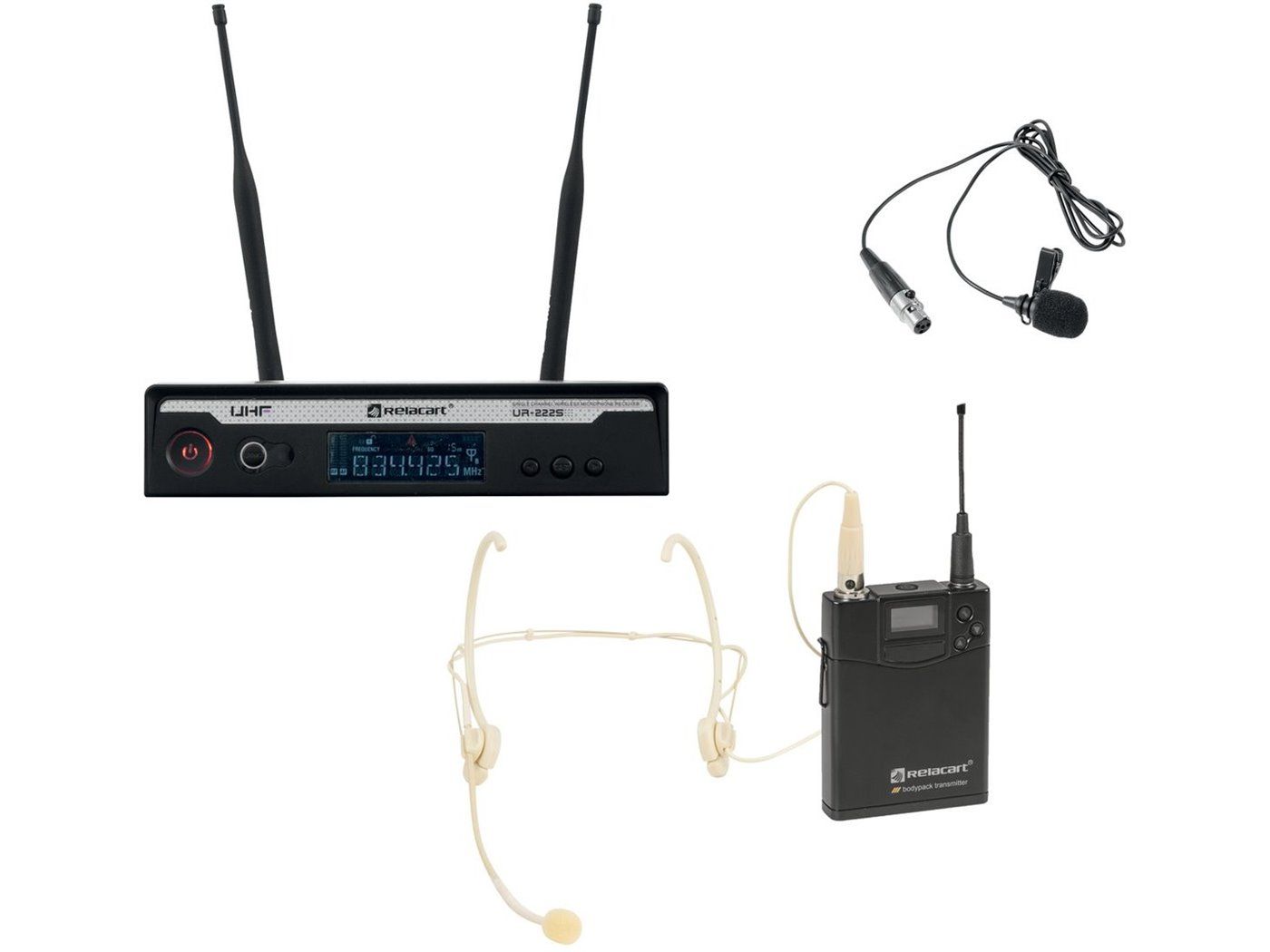 Relacart Set UR-222S Bodypack with HM-600S Headset and Lavalier