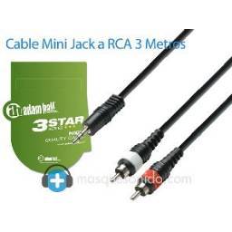 Adam Hall Cable de audio Minijack a 2 RCA - 3 metros - 1 2