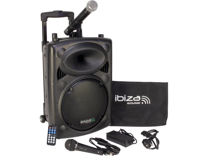 IBIS 10'' PORTABLE KARAOKE SET +VHF MIC/WIRED MIC/USB-SD REC/VOX, BLUETOOTH PORT10VHF- PORT10VHF-BT