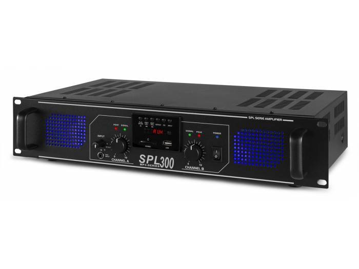 Skytec SPL 300MP3 Amplificador con LEDs azules EQ Negro  178764 - 2