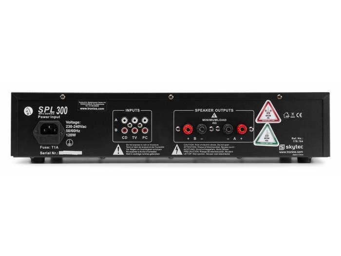 Skytec SPL 300MP3 Amplificador con LEDs azules EQ Negro  178764 - 5