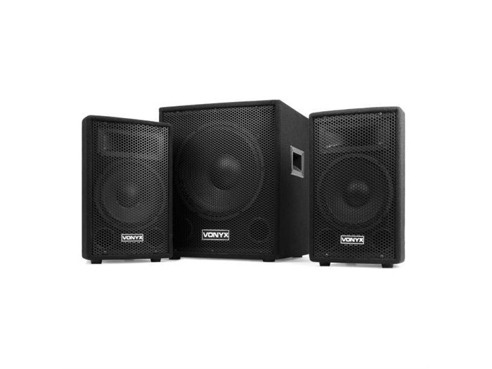 Vonyx VX0812BT 2.1 Pack de altavoces activos con subwoofer de 12" satélites de 8" y bluetooth