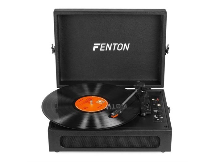 Fenton RP118B Tocadiscos retro con entrada/salida Bluetooth y USB - Negro