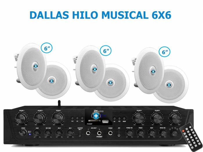DALLAS 6X6 - HILO MUSICAL EN CASA  6 zonas - 6 altavoces techo 6 pulgadas - 3