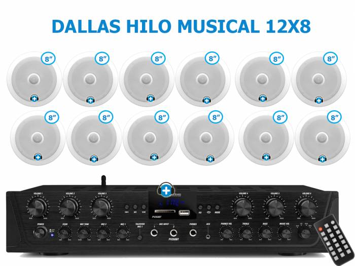 DALLAS 12X8 - HILO MUSICAL EN CASA  6 zonas - 12 altavoces techo 8 pulgadas - 2
