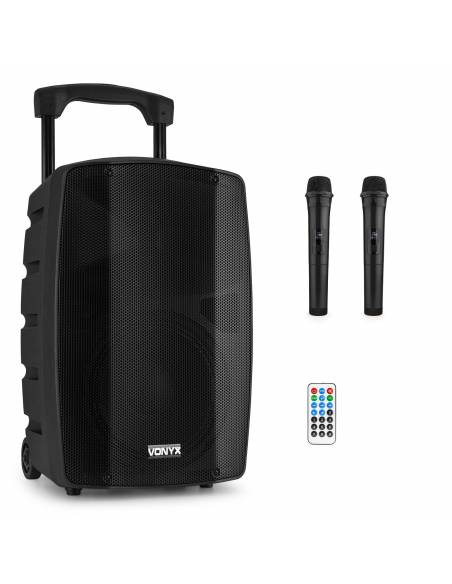 Vonyx VSP200 Altavoz portátil bluetooth de 10” 200W 2 micrófonos inalámbricos SD USB MP3 - 11