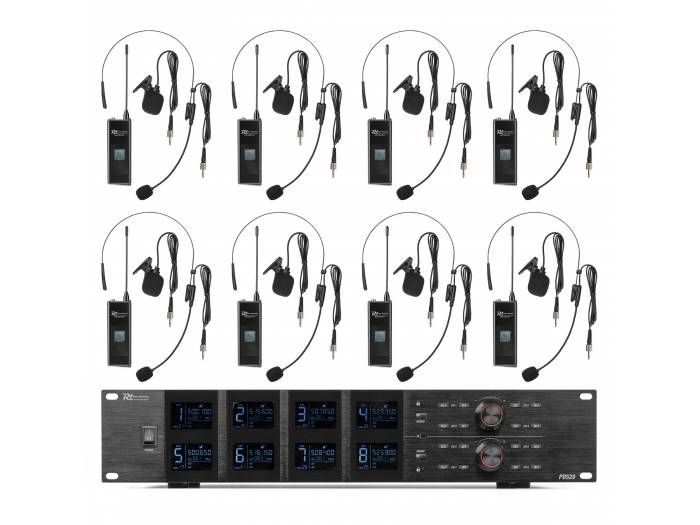 Power Dynamics  PD528B Juego de micrófono inalámbrico UHF con 8 micrófonos de petaca - 1