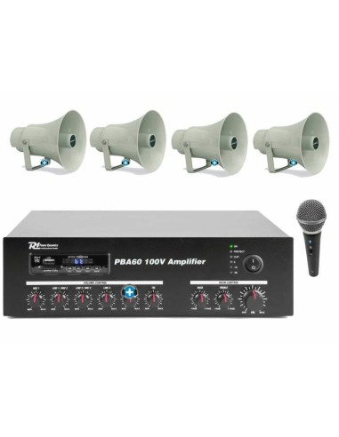 PACK DE MEGAFONIA EXTERIOR 4T- Megafonia con 60W de potencia - basic