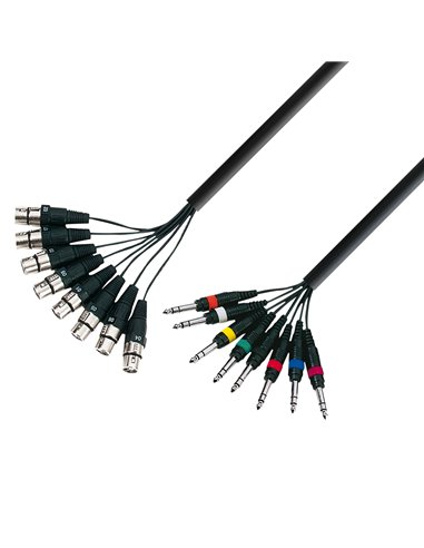 Adam Hall Cables 3 STAR L8 FV 0500 - Manguera de Cable de 8 XLR hembra a 8 Jacks 6,3 mm estéreo 5 m