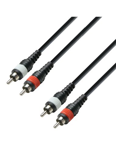 Adam Hall Cables 3 STAR TCC 0600 M - Cable de audio revestido de 2 conectores RCA macho a 2 conectores RCA macho, 6 m