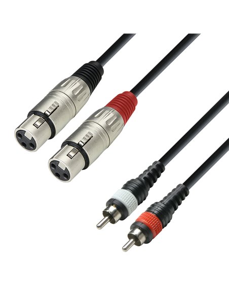 Adam Hall Cables 3 STAR TFC 0600 - Cable de audio moldeado 2 x RCA macho a 2 x XLR hembra, 6 m