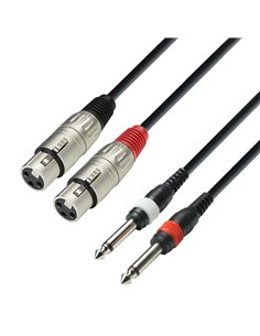 Adam Hall Cables 3 STAR TFP 0100 - Cable de 2 conectores XLR hembra a 2 jacks mono de 6,3 mm, 1 m - 1 2