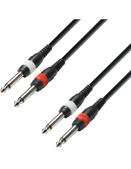 Adam Hall Cables 3 STAR TPP 0100 - Cable de Audio de 2 Jacks 6,3 mm mono a 2 Jacks 6,3 mm mono 1 m