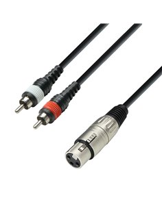 Adam Hall Cables 3 STAR YFCC 0300 - Cable de audio de conector XLR hembra a 2 conectores RCA macho, 3 m - 1 2