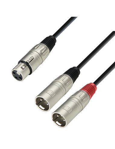 Adam Hall Cables 3 STAR YFMM 0100 - Cable de audio de conector XLR hembra a 2 conectores XLR macho, 1 m
