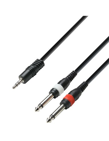 Adam Hall Cables 3 STAR YWPP 0100 - Cable de Audio de Minijack 3,5 mm estéreo a 2 Jacks 6,3 mm mono 1 m