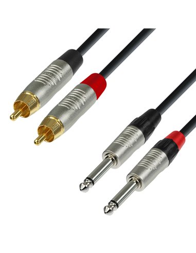 Adam Hall Cables 4 STAR TPC 0600 - Cable de Audio REAN de 2 RCA macho a 2 Jacks 6,3 mm mono 6 m