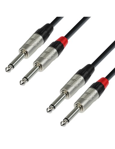 Adam Hall Cables 4 STAR TPP 0150 - Cable de Audio REAN de 2 Jacks 6,3 mm mono a 2 Jacks 6,3 mm mono 1,5 m