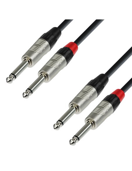 Adam Hall Cables 4 STAR TPP 0150 - Cable de Audio REAN de 2 Jacks 6,3 mm mono a 2 Jacks 6,3 mm mono 1,5 m