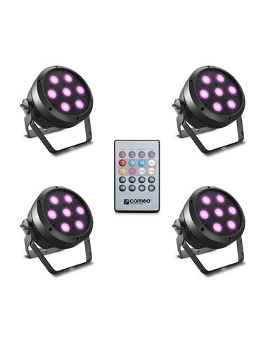 Cameo ROOT® PAR 4 SET 1 - Set compuesto por 4 x CLROOTPAR4 incluyendo un control remoto IR (CLPFLAT1REMOTE)