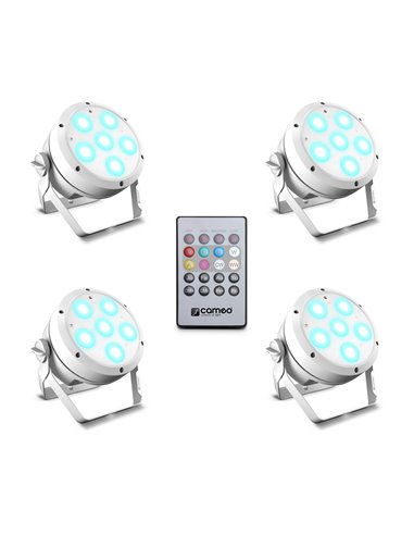 Cameo ROOT® PAR 6 WH SET 1 - Set compuesto por 4 x CLROOTPAR6WH incluyendo un control remoto IR (CLPFLAT1REMOTE)