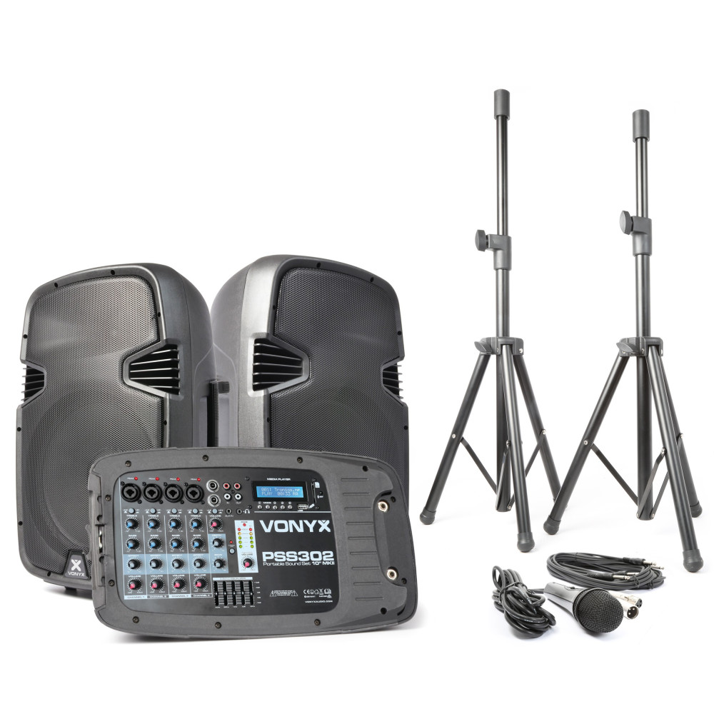 Vonyx PSS302 Set Portátil 10" SD/USB/MP3/Bluetooth con Trípode