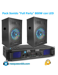 Pack Sonido Full Party 800W: Altavoces LED 8" + Amplificador EQ 2