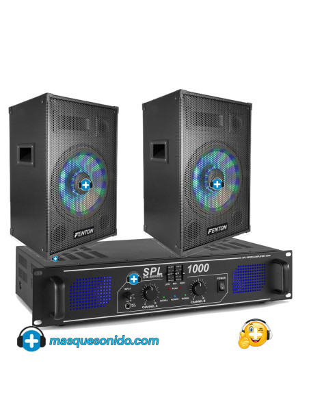 Pack Sonido Full Party 800W: Altavoces LED 8" + Amplificador EQ