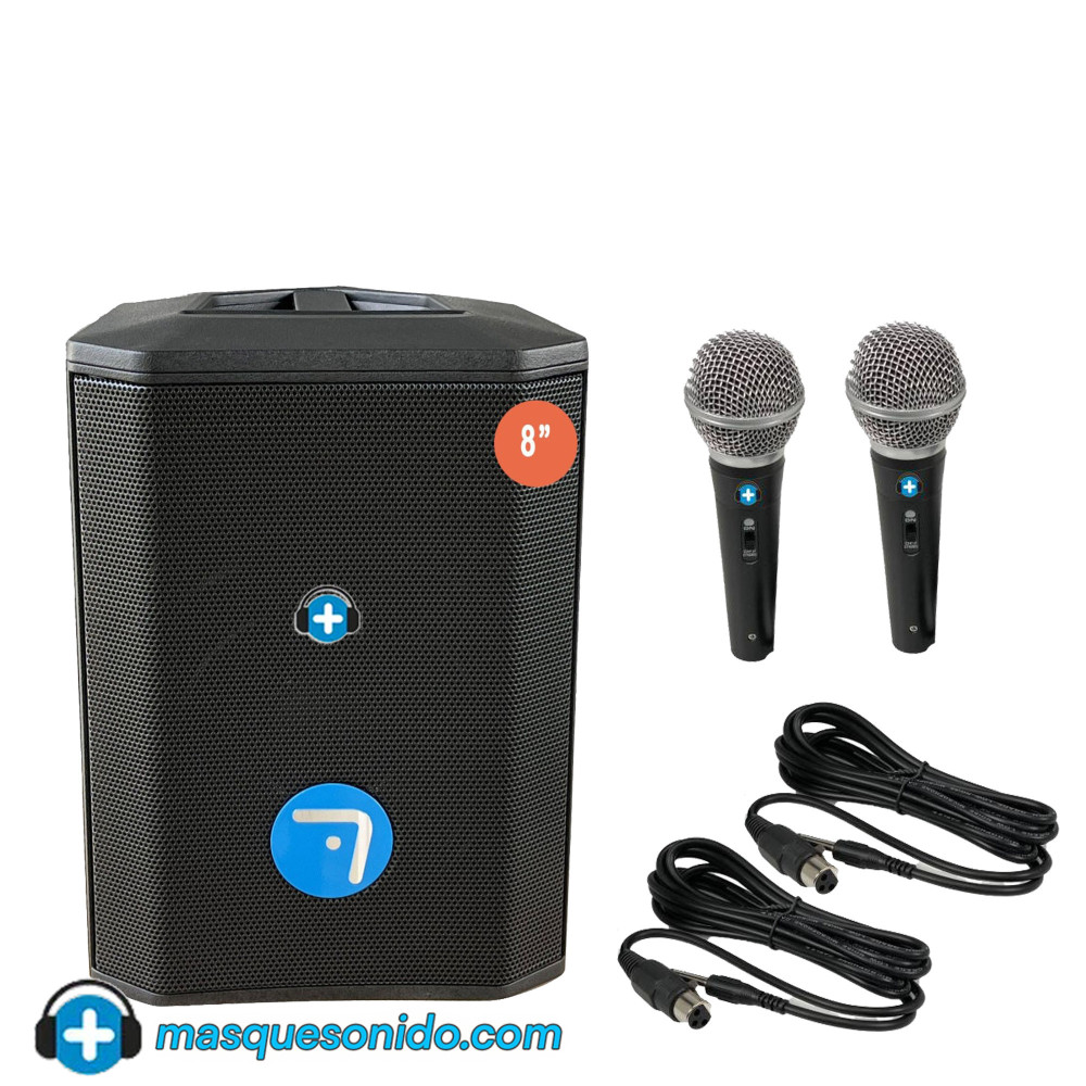 Pack Karaoke Dúo Seven SV8: Altavoz 8" + 2 Micrófonos | Masquesonido